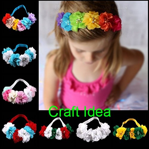 Yycraft Pack Of 20 Pieces Chiffon 2" Flower Rhinestone Pearl For Craft Projects-10 Colors #TOP3