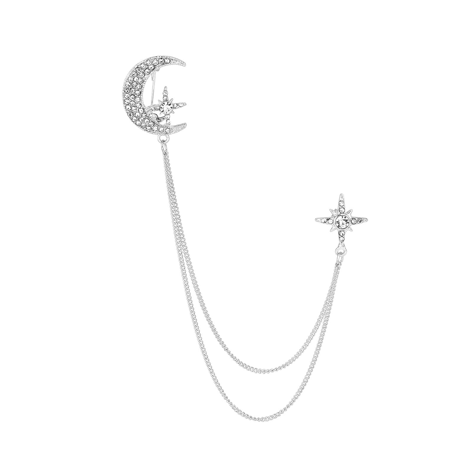 ATORSE Tassel Chain Brooch Men Chic Durable for Celebration Father Tuxedo of Shirts Silver-image-7