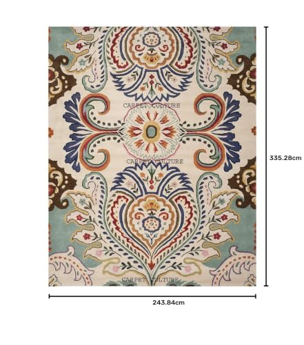 Image of Carpet Mahal Handmade Handwoven Tufted Made of 100% Soft Blended Wool Export Quality Carpets with 1 Inch Thickness (8x11 Feet) Color Multi