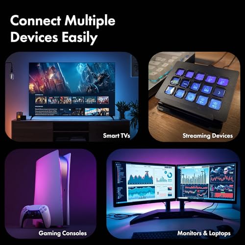 Image of LED HDMI Cable V2.1 with Ethernet, 8k@60Hz, 4K@120Hz UHD Resolution, 1M braided, 48 Gbps transmission Ultra high Speed, HDR /HDR10 /Dolby Vision, Dolby Atmos and DTS:X, Compatible with all HDMI Devices