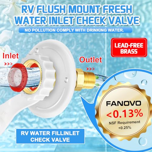 Image of RV City Water Inlet Check Valve, 3 /4 inch NH Female to 1 /2 inch NPT Male | Lead-Free Brass Construction, Leakproof Design, Corrosion Resistant, Tool-Free Installation, Fits RV Camper Trailer Marine