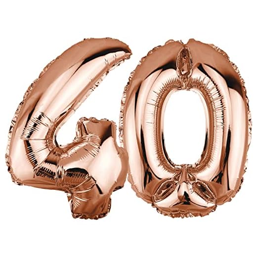 DekoRex Globo de papel de aluminio de color oro rosa, 82 cm, para cumpleaños, bodas (número 40)