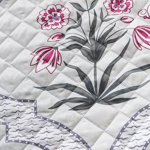 Image of House of Quirk 'Mughal Series' Printed Quilted Sofa Cover for 1 /2 /3 /4 Seater - Anti-Slip, Washable Couch Protector Slipcover (2 pcs Armrest, Mughal Buta, 80x60 cm)
