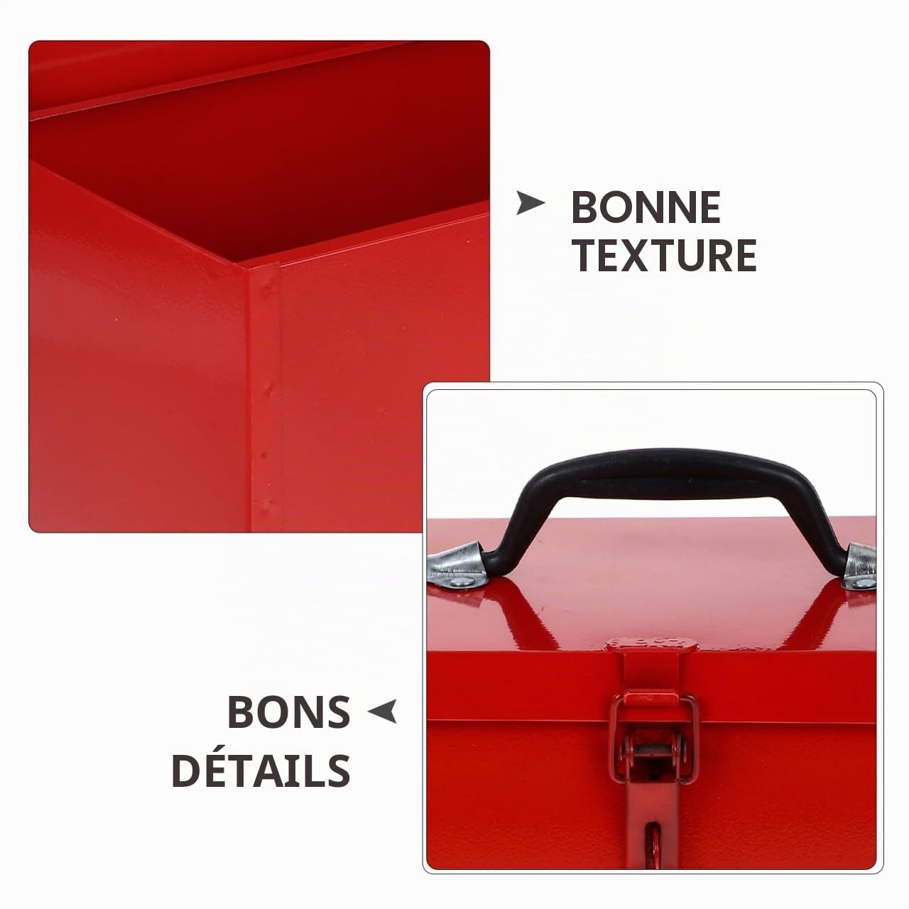 Angoily Boîte À Outils Portable en Métal Rouge 15.35X6.30X5.12 Pouces Caisse À Outils avec Verrouillage Grande Capacité Résistante Aux Chocs pour Atelier Et Usage Domestique