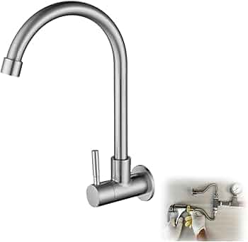 Amazon | bath&bath ステンレス製 単水栓 シングルレバー 壁付け水栓