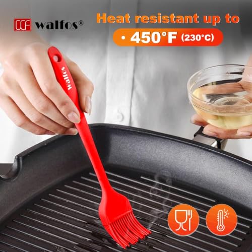Image of Walfos Silicone Pastry Brush, 600℉ Heat Resistasnt Basting Oil Butter Sauce Brush for Baking,BBQ Grill,Kitchen Cooking,BPA Free and Dishwasher Safe (5 Pcs)