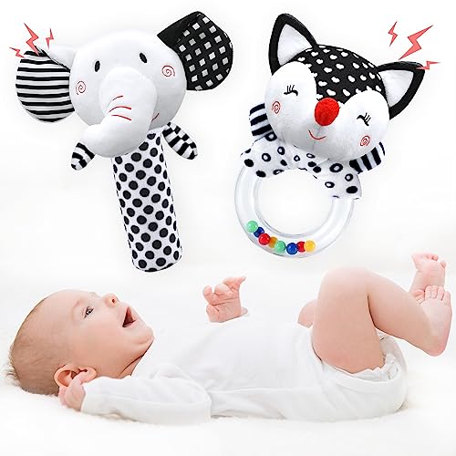 Image of Baby Rattles 0-6 Months Baby Toys 0-6 Months, Newborn Toys 0 3 Months Brain Development, Infant Toys 0-6 Months Baby Sensory Toys Soft Rattles for Babies 0-6 Months Shower Party Gift
