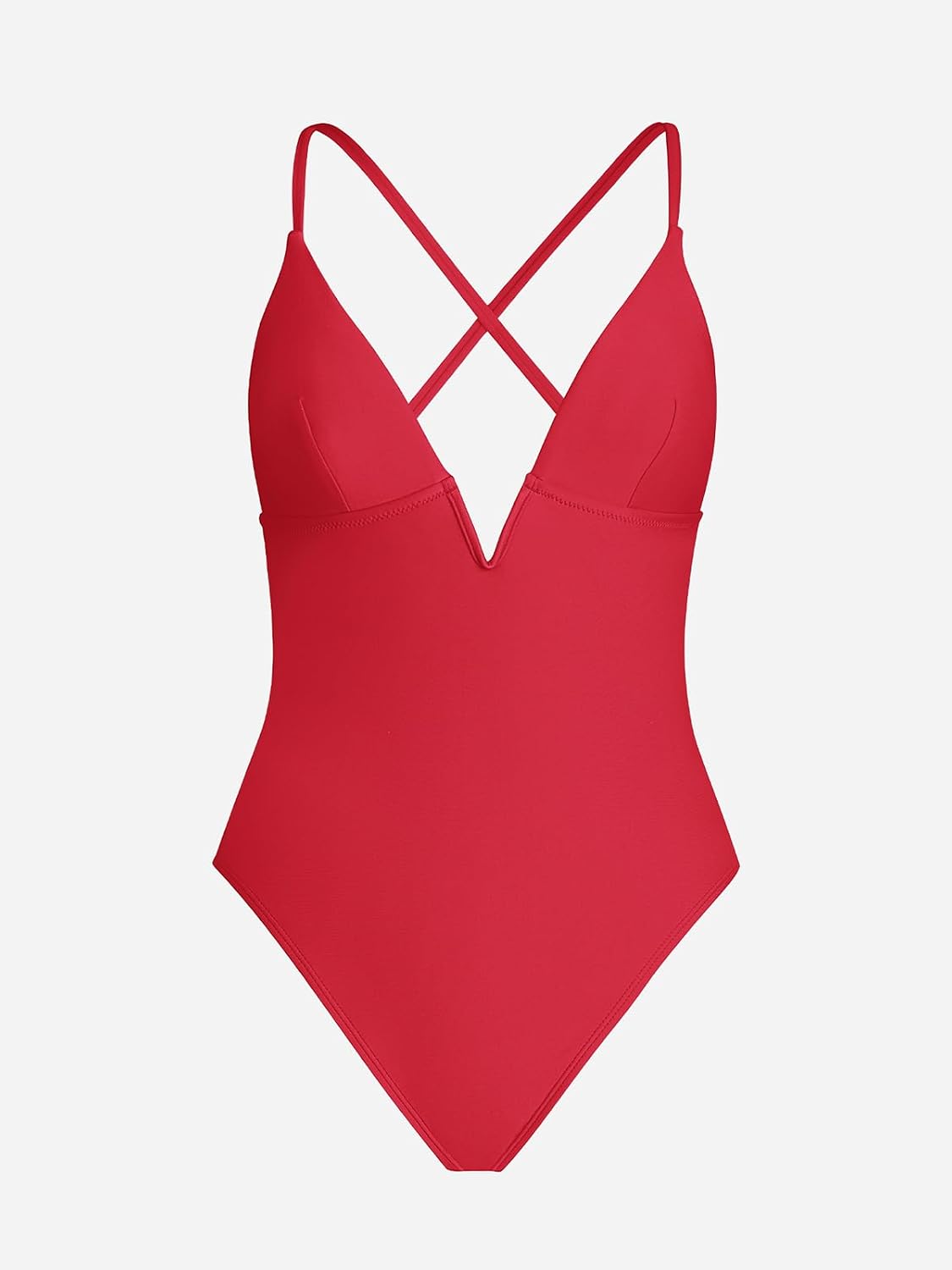 CUPSHE Women Swimsuit One Piece Bathing Suit Deep V Neck Crisscross Back Adjustable Strap