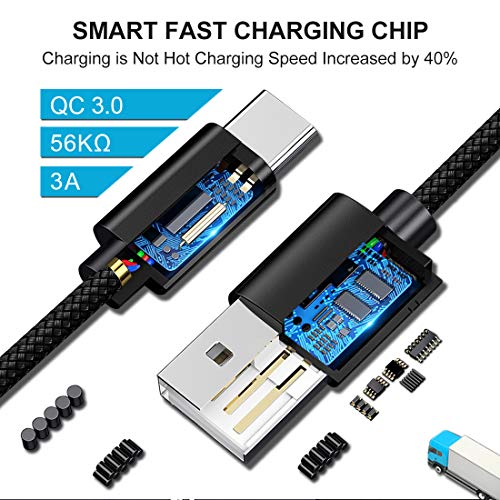 Usb A To Usb C Cable Fast Charging, [5-Pack, 3/3/6/6/10 Ft] Cleefun Type C Fast Charger Power Cord Compatible With Samsung Galaxy Note 9 10 20, S9 S10 S20 S21 Ultra S10E, Ps5 Controller, Nylon Braided #TOP1