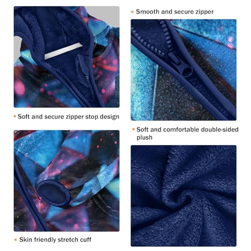 Abstract Structure Pattern Toddler Fleece Jacket Girl Boys Hooded Fleece Jacket Coat Warm Outwear Zip-up 3-10T3