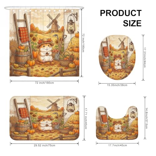 Rideaux de douche hamster d'automne ensemble textile salle de bain - 7