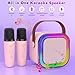 Mini Karaoke Machine for Kids, Haomuren Protable Bluetooth Speaker with 2 Wireless Microphone and LED Color Lights, Christmas Birthday Gifts Toys for Girls Boys Friends Age 3-12+ Years Old (Pink)