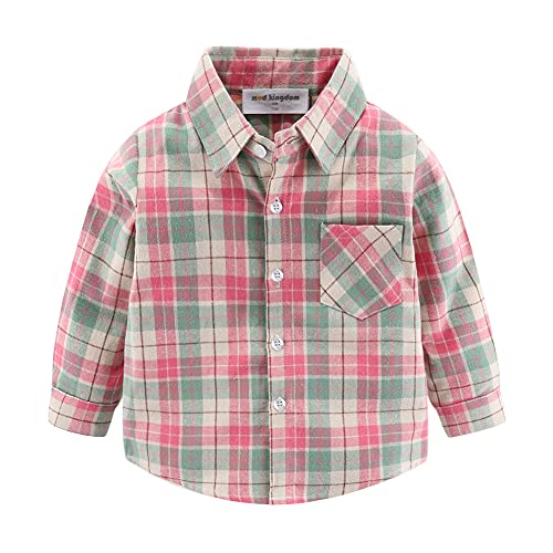Image of Mud Kingdom Boys Plaid Flannel Shirt Long Sleeve Button Down Casual