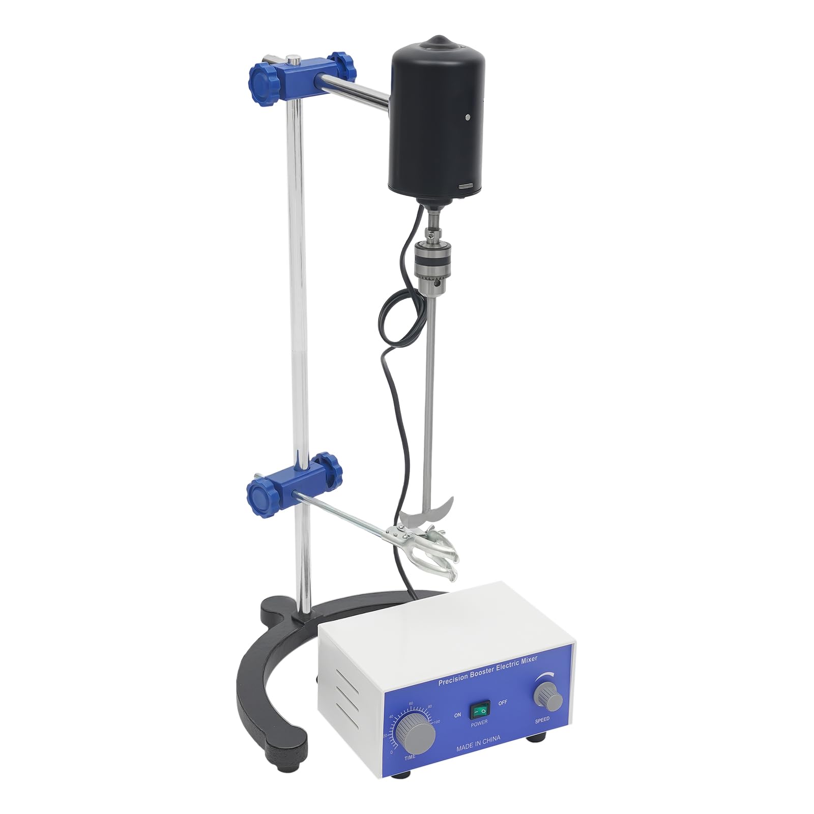 Mélangeur électrique Overhead 200 W avec fonction minuterie, 2600 tr/min, vitesse de mélange réglable, mélangeur de laboratoire 220 V, moteur DC, 20,5 x 14 x 60 cm