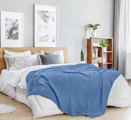 Utopia Bedding 100% Cotton Waffle Weave Blanket Queen Size for Bed - Lightweight, Breathable Summer Blankets Soft and Cozy, Gifts for Women Home Room Decor (Wedgewood, 90x90 Inch) by Utopia Bedding - Image 5