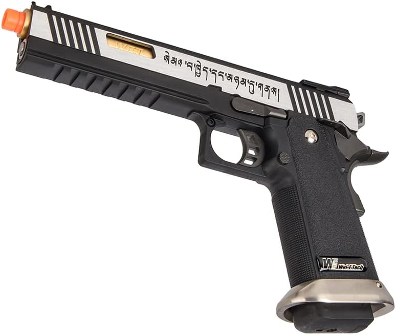 Hi-Capa 6" IREX Full Auto Competition GBB Airsoft Pistol (Black/Silver/Gold Barrel/with Markings) - WE-Tech