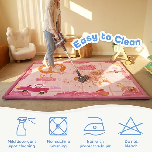 Image of 1.5 inch Thick Baby Floor Play Mat 59x79 Memory Foam Kids Mat(Gingerbread man) | Padded Mat for Tummy Time Crawling, Non-Slip Plush Playmat for Nursery Playroom Classroom