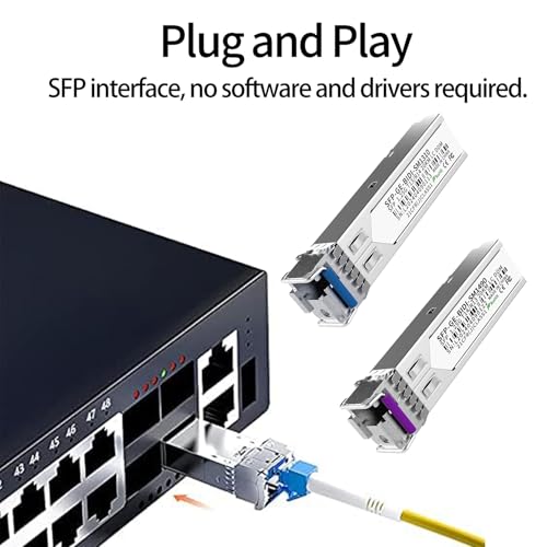 Image of 1.25G BiDi SFP Fiber Transceiver Module Pair, 1000BASE-BX-D, Single-Mode Simplex LC, Tx /Rx 1490nm /1310nm, DDM, SMF, Compatible with Cisco, Ubiquiti /Unifi, Mikrotik, TP-Link, HPE and More, up to 20km