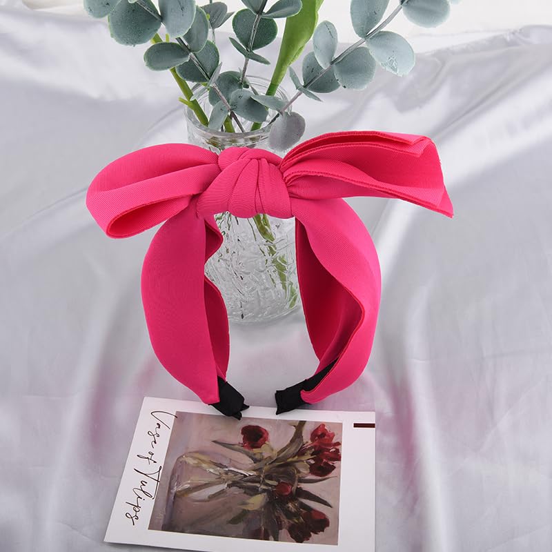 Pink Twist Knot Headband with Bow for Women - Wide Hair Band for Thick and Fine Hair - Halloween Costume Accessory - Image 3