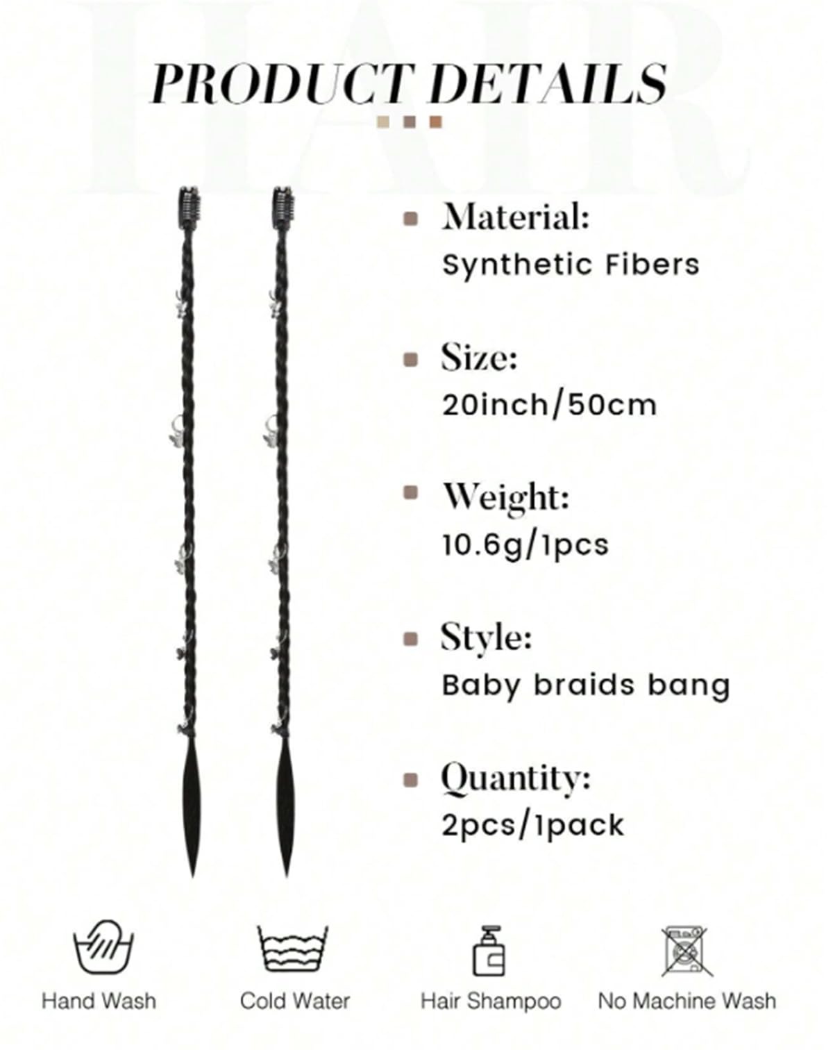 Hair Extensions Clip In Box Braids (Black Brown - Butterfly Ring Hair Braid), 20 inches - Image 4