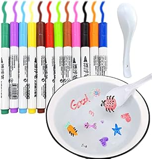 QETRABONE 12-Color Magical Water Painting Pen, Painting Floating Magic Pens and Spoon,Erasable Doodle Water Floating Pens Watercolor Pen Set Improve Drawing and Imagination (with spoon)