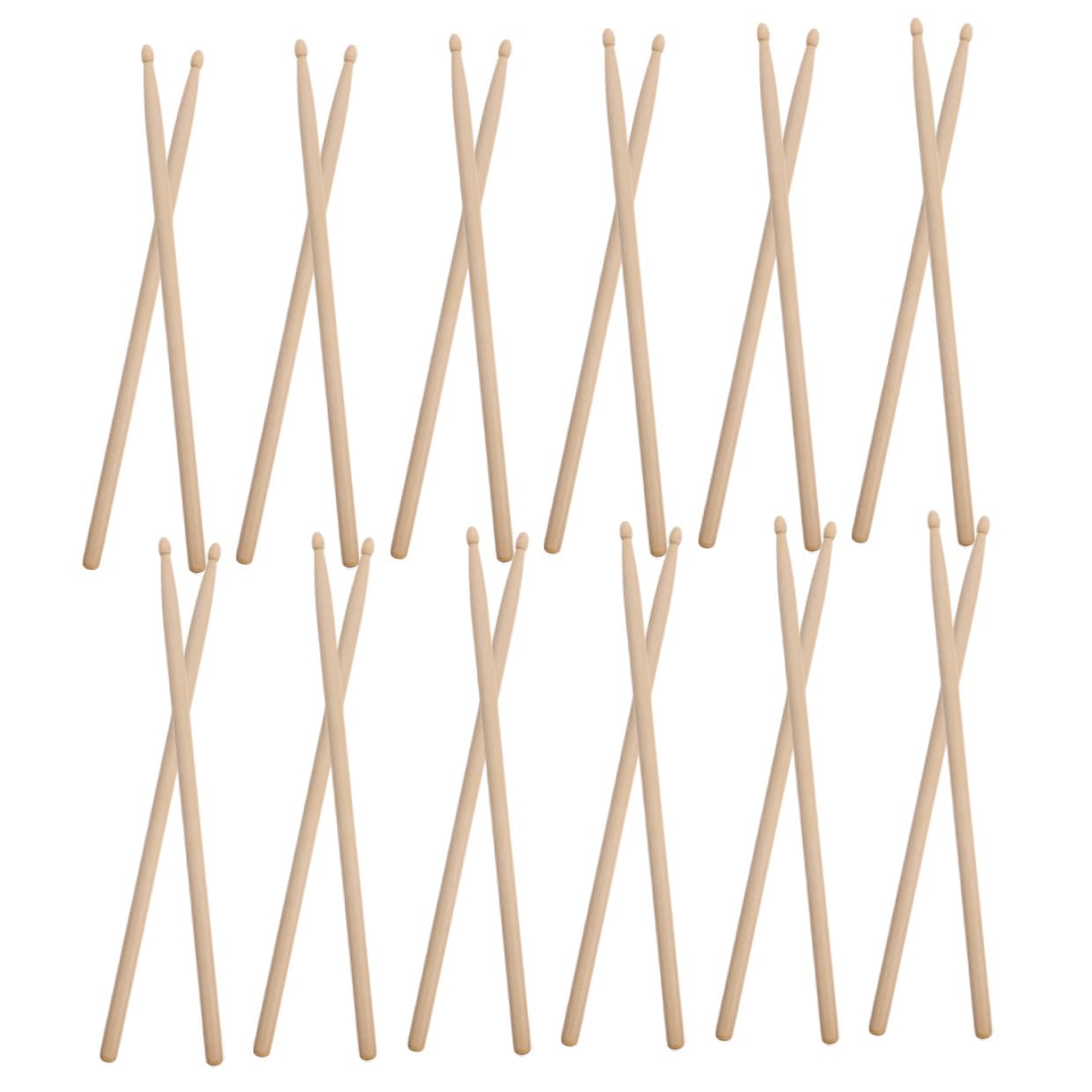 12 Paar 5a Holz Drumsticks für Anfänger und Profis | Beige, Präzise Verarbeitet, Bruchsicher, 5a-ausführung, Geeignet für Unterricht und Musikstudios