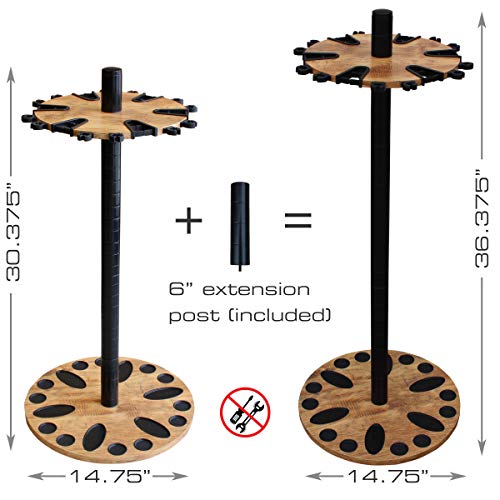 Rush Creek Creations 24 Round Fishing Rod Rack With 6" Extension Post - Fishing Pole Holder And Storage, American Cherry Finish #TOP1