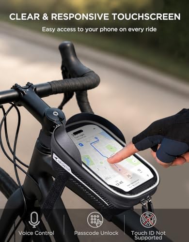 Image of whale fall Hard Casing Bike Bag, Bike Accessories for Adult Bikes, Gifts for Men, Mens Gifts for Birthday,Bicycle Enthusiasts,Sturdy /Lighter /Waterproof, 4 inch - 7 inch Cellphone, Black-Reflective Strip