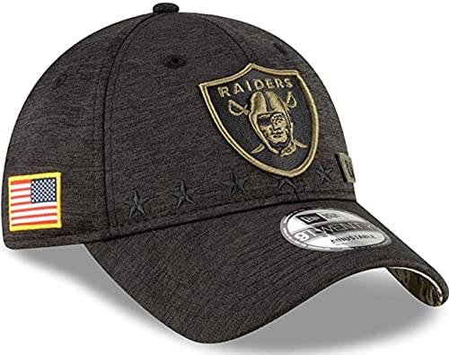 New Era Authentic Heather Black Veteran Memorial Day Salute to Service 9Twenty Adjustable Dat Hat Cap (Raiders)