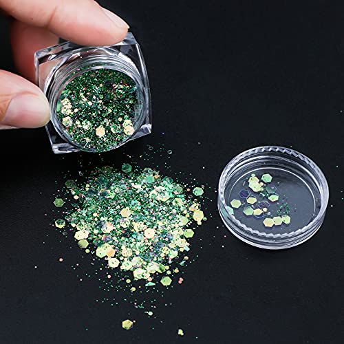 Savita 8 Colors Iridescent Glitter Flakes, 3D Holographic Mermaid Nail Sequins, Bling Chunky Glitter Irregular Paint For Art Craft Festival Cosmetic Body Decoration #TOP2