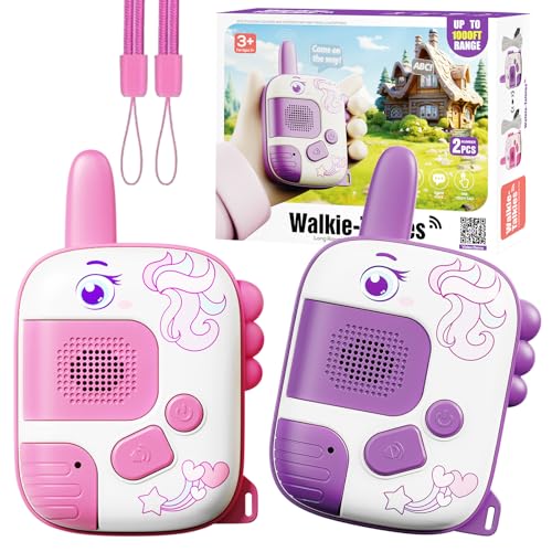 Unicorn Walkie Talkies for Kids Ages 3-9 - 2 Pack Outdoor Adventure Toys with 1000ft Range,Unicorn Toys Birthday Gifts for 4 5 6 7 8 Year Old Girls Christmas Xmas Gifts