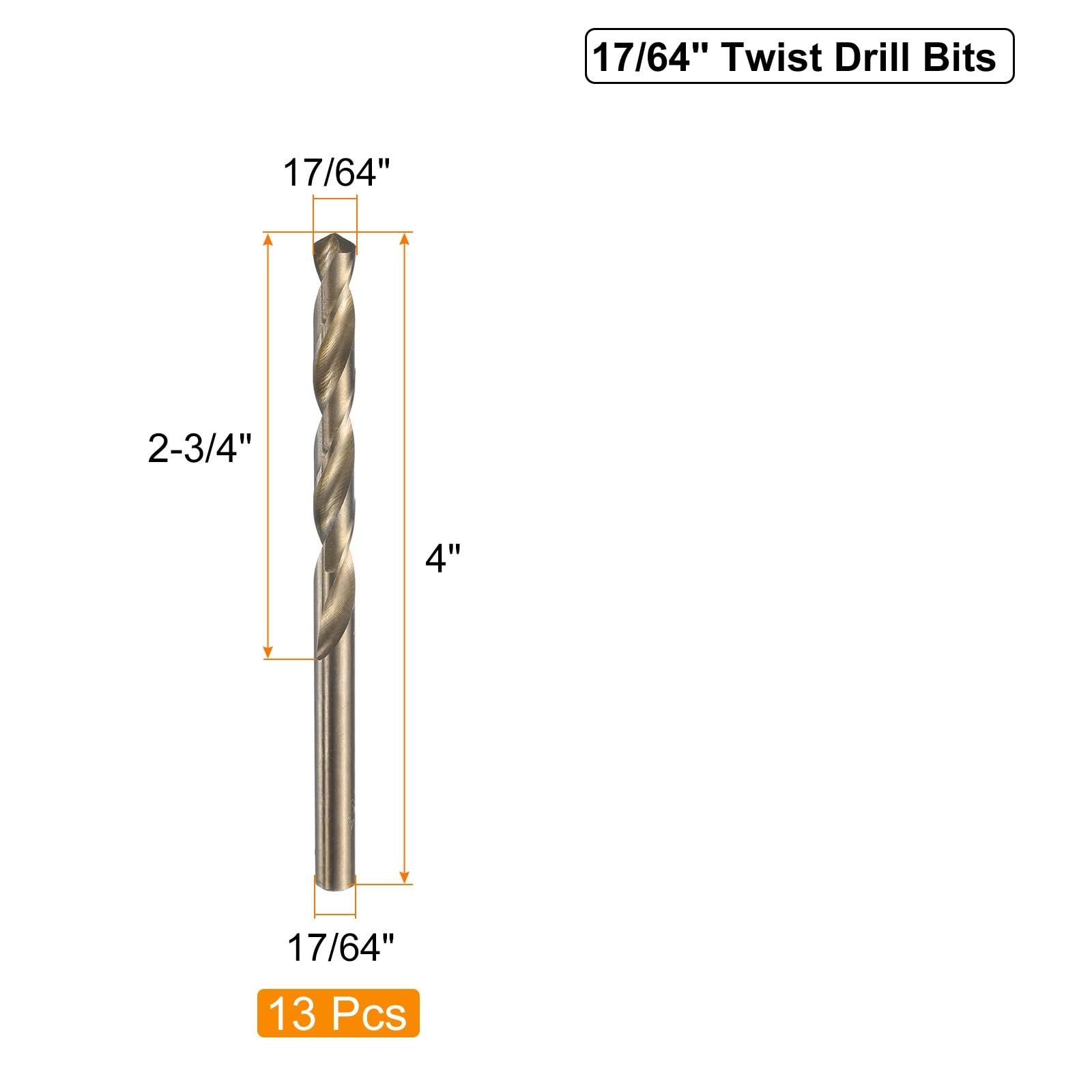 13 Uds 17/64 "1/16" 7/32 "15/64" Brocas Helicoidales M35 Broca De Acero De Alta Velocidad for Herramienta De Perforación De Metal Y Acero Inoxidable(A)
