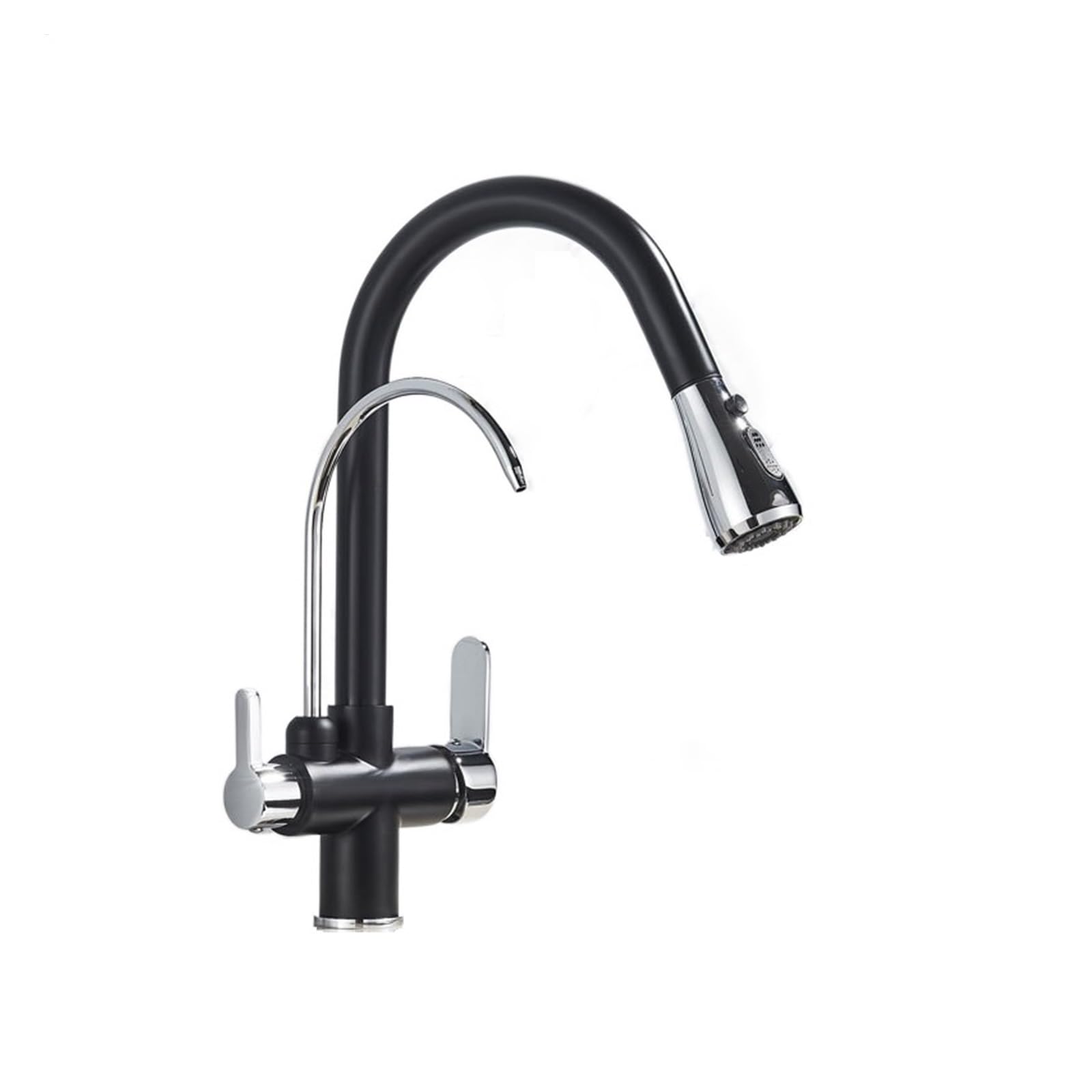 BHFPFZA Black Ch Pull-Out Faucet Water Filter Tap - Easy Install Hot & Cold Mixer Sink C for Purified Drinking Water
