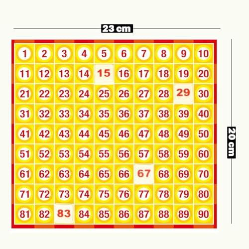 Image of BKDT Marketing Housie Game Set with 48 Reusable Cards & 90 Number Tiles, Board Game for Kids (No Pin, Pencil or Pen Required) - Tambola Game Set Family Game, Birthday /Return Gift, Pack of 1