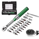 トルクレンチセット自転車修理レンチ差込角6.35mm(1/4インチ) 2-20N・m 21点組 プレセット型 AKM 高精度トルクス六角ソケットレンチセット 高品質のビット付き バイク用工具 収納ケース付き 校正証明書 日本語取扱説明書