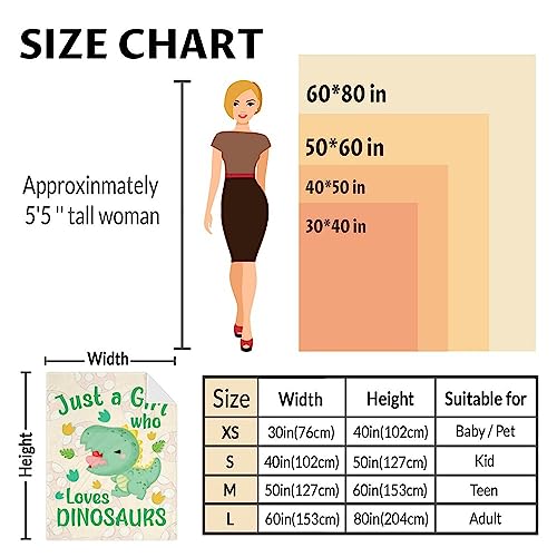 Dinosaur Blanket Gifts - 30"x40" Cute Throw for Girls - Green Soft Fuzzy Blankets for Couch & Office