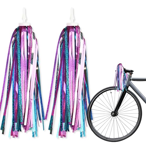 Estivaux Rainbow Bike Streamers 4th of July Bike Handlebar Tassels Memorial Day Decorations Bicycle Handlebar Streamer Blue Purple Bike Handle Ribbon Tassels for Bicycle Ornaments