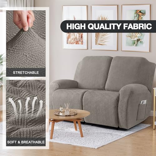 Image of Timeles Recliner Covers Extra Wide Recliner Loveseat Covers Oversized Reclining Couch Covers Sofa Slipcovers Stretch Soft Washable (Two-Seater Oversized, Taupe)