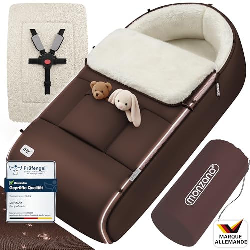 Monzana Chancelière pour bébé Fermeture éclair Résistante aux intempéries Poche antidérapante Chancelière...