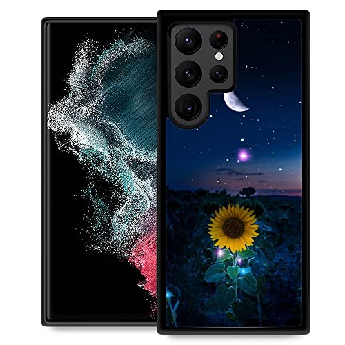 ZHEGAILIAN Compatible with Samsung Galaxy S22 Ultra Case,Non-Slip Soft TPU Bumper Shockproof Protective Case Compatible with Samsung Galaxy S22 Ultra 6.8 inch for Women-Sunflower Moon Starry Sky