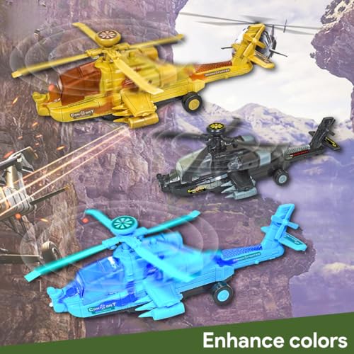 Image of Big Size Helicopter Toy Set for Kids 360 Degree Army Model Plane with Sound & 3D Flashing Colorful Light Toys for Boys and Girls Aircraft Bump & Go Action Model Playset Figurine Airplane