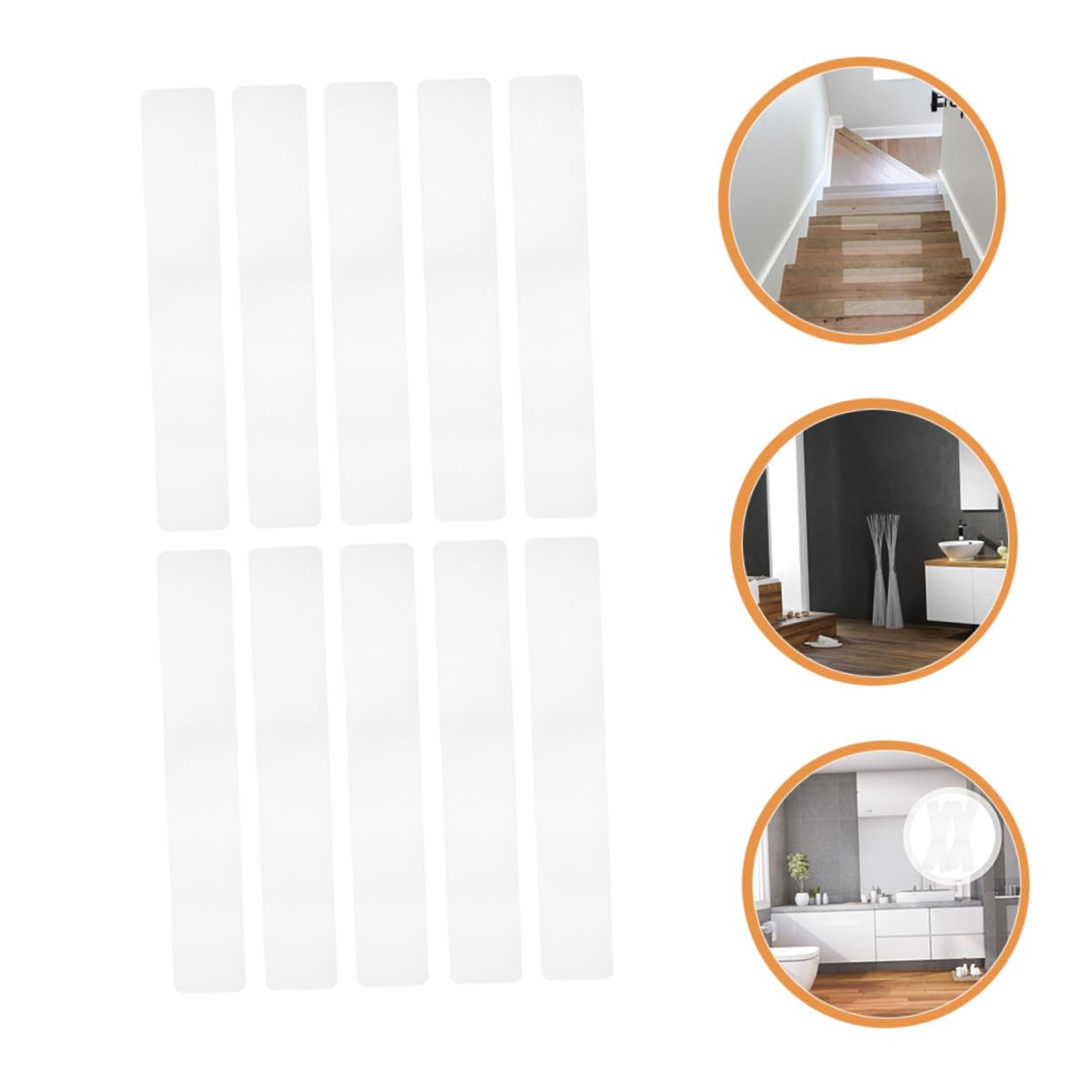 Sewroro Tiras Antideslizantes para Suelo Transparentes Cinta de Seguridad para Ducha y Escaleras Autoadhesivas 15x61 Cm Peva 10 Unidades, Uso en Baño y Hogar
