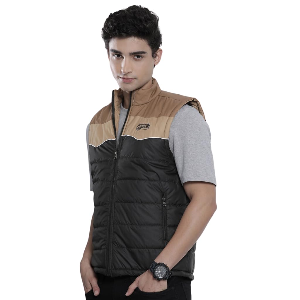 the indian garage co Men Polyester Standard Length Slim Fit Colourblocked Puffer Jackets-picture-22