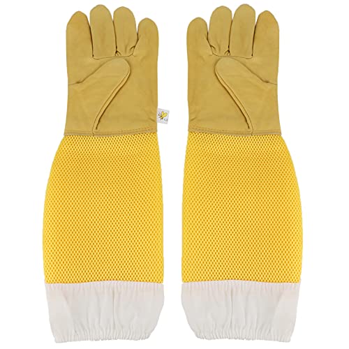 KJLH Imker-Handschuhe, atmungsaktiv, Lammfell, schützend, lange Ärmel, Imker-Ausrüstung, Bienenzuchtwerkzeug – Bild 8