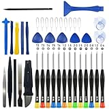 42-Piece Professional Electronics Opening Pry Tool Repair Kit with Steel and Carbon Fiber Nylon Spudgers, Anti-Static Tweezers and 13 Screwdrivers for Open Cellphone, Laptops, Tablets