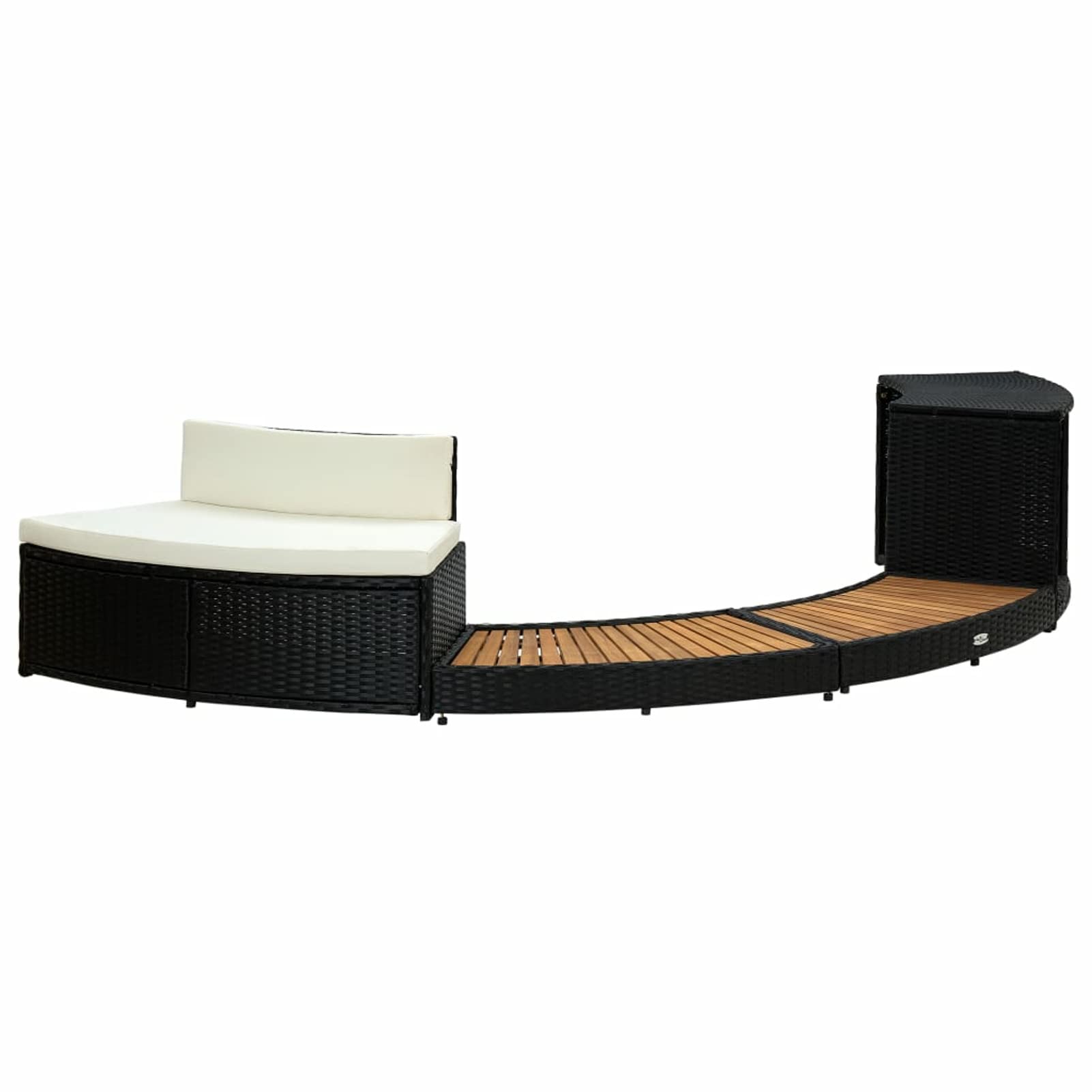 Estructura envolvente Keketa para jacuzzi, estructura de pasos de spa de madera maciza de acacia para jacuzzi, accesorios para piscina y spa, muebles de jardín y patio al aire libre, en ratán negro