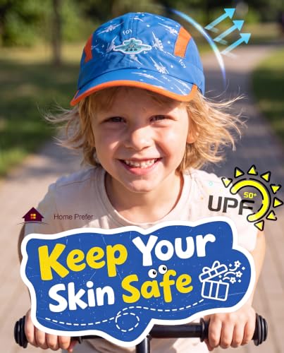 Image of Home Prefer Kids Lightweight Quick Drying Sun Hat Airy Mesh UV Protection Caps Boys Girls UPF50 Baseball Caps Run Beach Water
