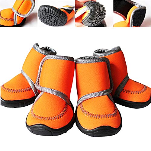 DHGTEP Botines de Nieve Cálidos de Invierno para Perros, Zapatos Protectores Antideslizantes Impermeables, Botas de Goma Naranja, Zapatos de Lluvia (Color : Yellow, Size : L) Cover