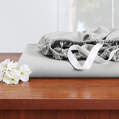 Image of YRM Bedding's Silver-Grey 600-TC Oraganic Cotton 4 Pcs King Size Bedsheet Fitted (72 inchx78 inch), Flat (102 inchx108 inch) and Pillow Cover (18 inchx28 inch) Feet for 4 inch and 8 inch Inch Mattress