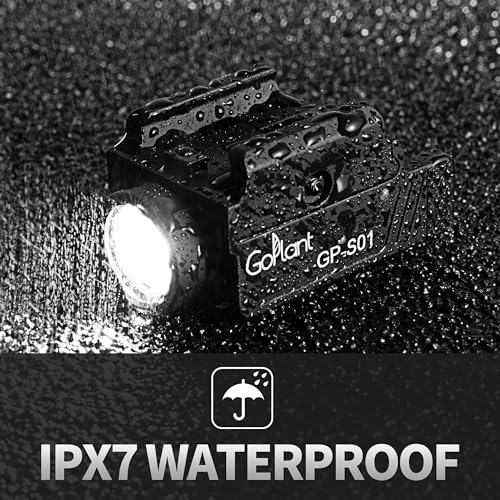 GOPLANT 1200 Lumens Compact Weapon Light Flashlight, Only LED Light Without Laser Adjustable Rail-Mounted Handgun Light, Type-C Rechargeable (GP-S01)
